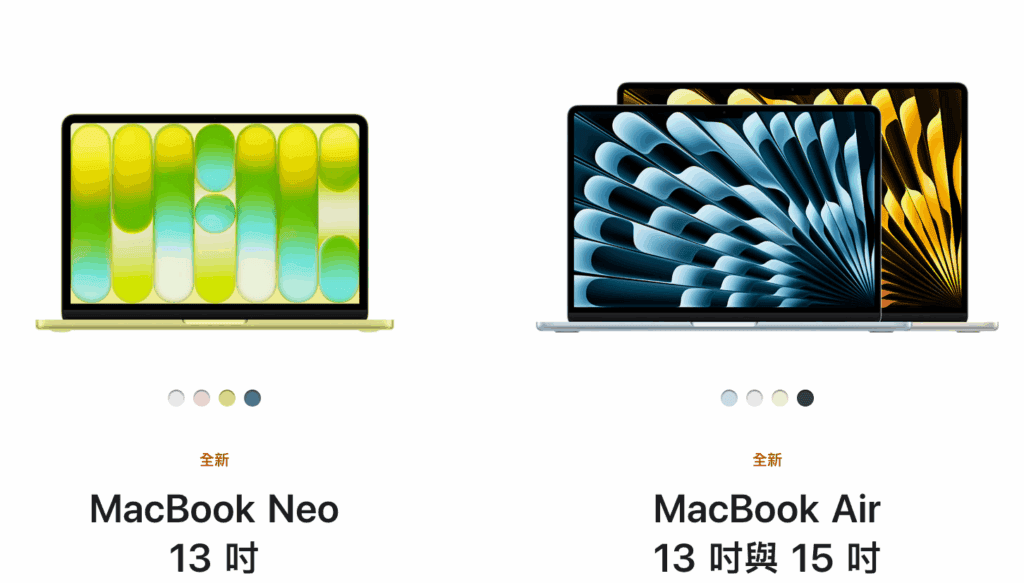 MacBook Neo 與 Air 最大差異在晶片效能與使用定位/Photo By Apple